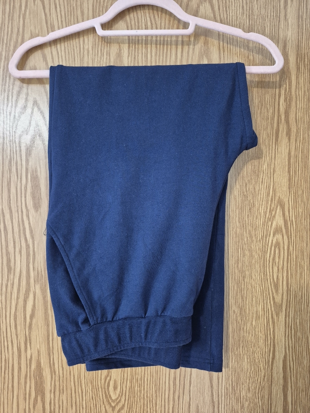 Women's Navy Cotton Lounge Pants With Pockets, Pull On, Size L Petite